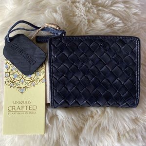 Black Woven Leather Wallet